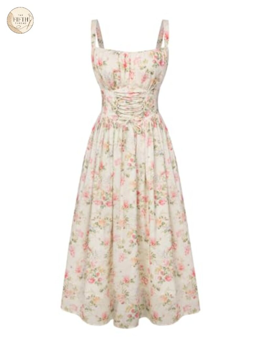 Women Floral Chiffon A-Line Maxi Dress with Pockets Smocked Back